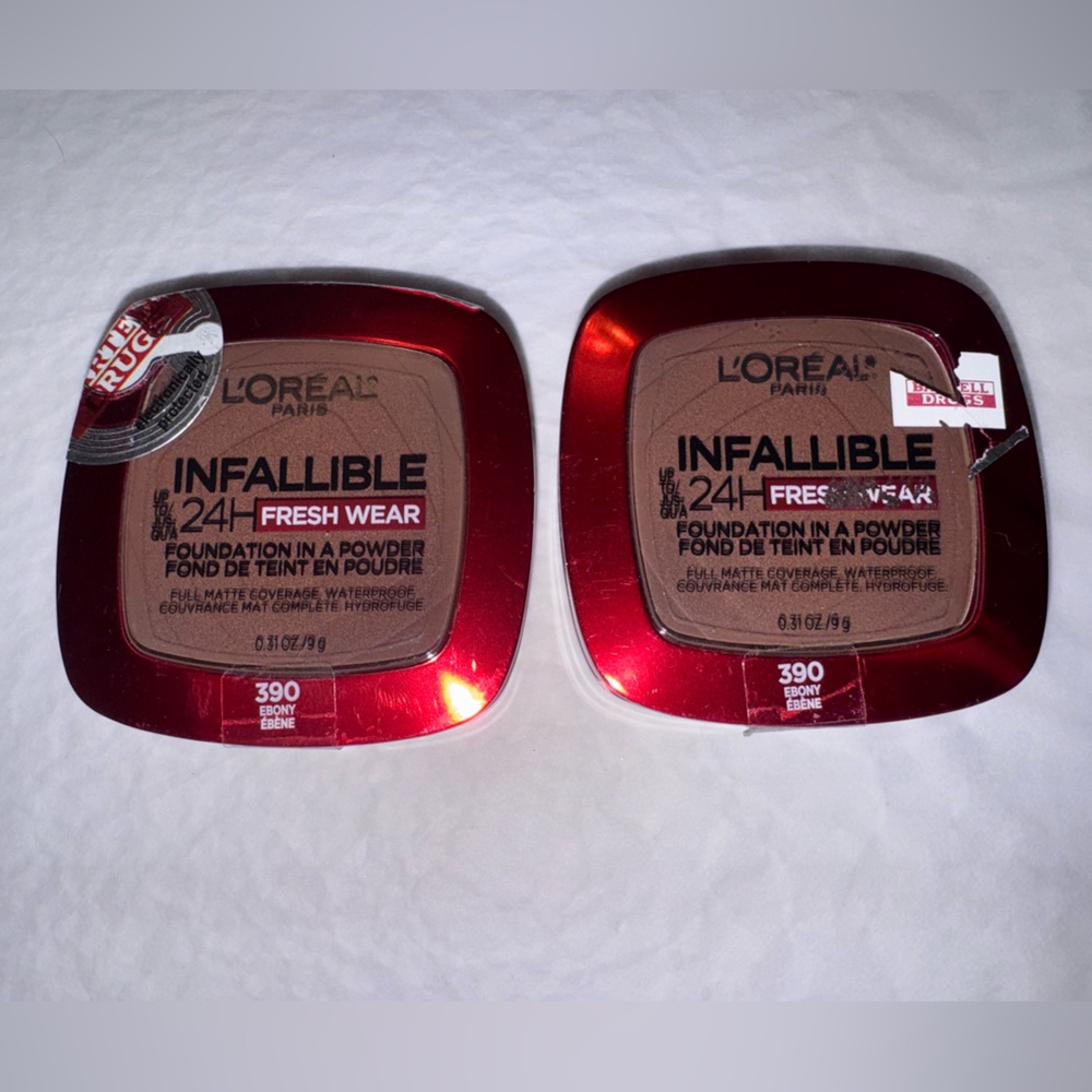 X2 L’Oréal INFALLIBLE 24 Hour Fresh Wear Foundation in a Powder -Shade 390 EBONY